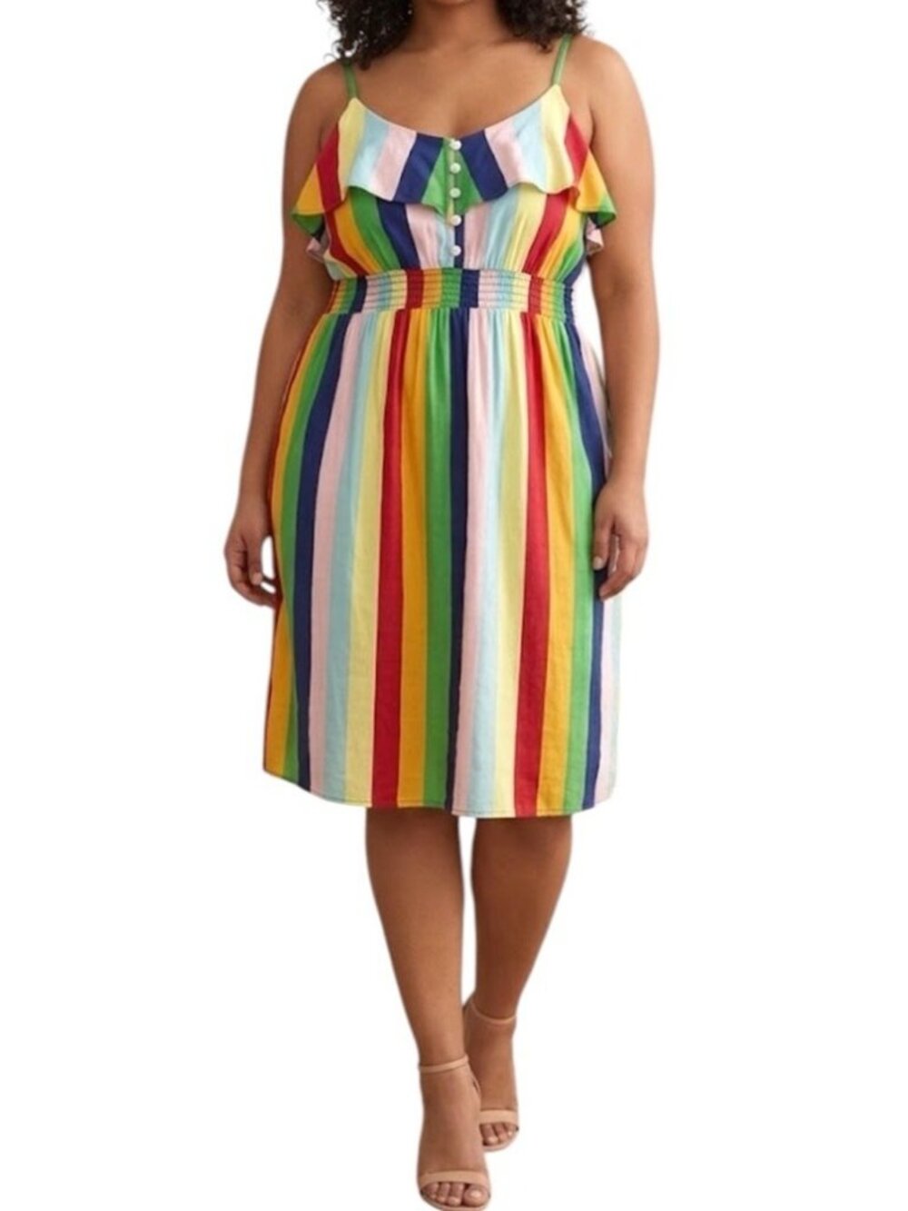 ModCloth Basically Breezy Rainbow Striped Beachy Vacation Sundress Size 2X